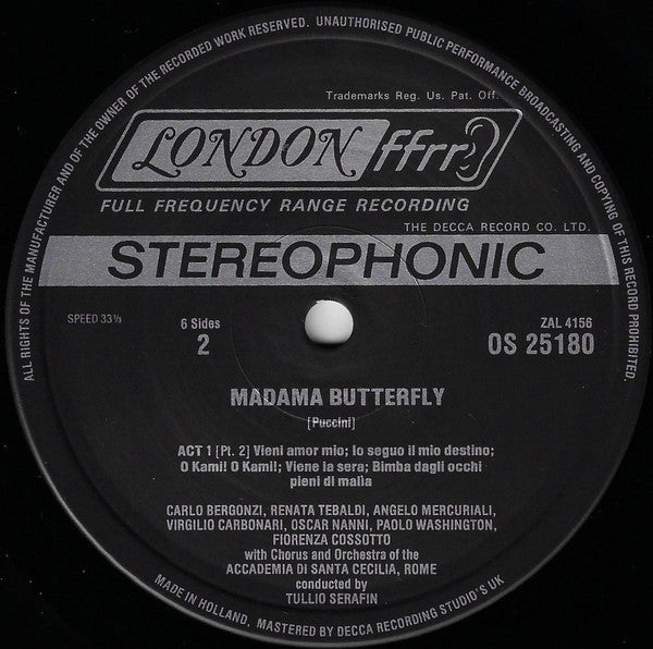 Puccini* / Renata Tebaldi, Carlo Bergonzi, Chorus* And Orchestra Of L'Accademia Di Santa Cecilia, Rome*, Tullio Serafin : Madama Butterfly (3xLP, RE + Box)