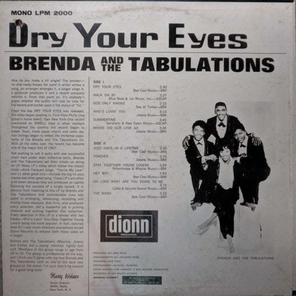 Brenda And The Tabulations* : Dry Your Eyes (LP, Mono)