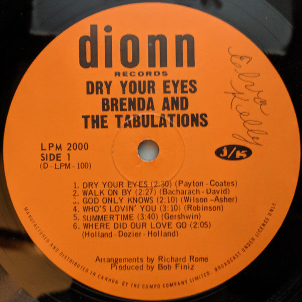Brenda And The Tabulations* : Dry Your Eyes (LP, Mono)