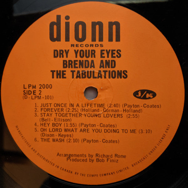 Brenda And The Tabulations* : Dry Your Eyes (LP, Mono)