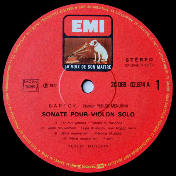 Yehudi Menuhin, Bloch* / Bartók* : Deux Suites / Sonate (LP, RE, Gat)