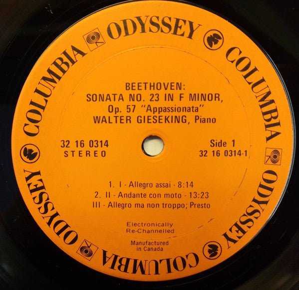 Walter Gieseking, Beethoven* : Two Favorite Sonatas: Appassionata - Waldstein (LP, RP)