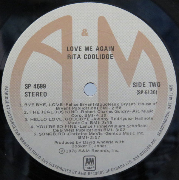 Rita Coolidge : Love Me Again (LP, Album, Gat)
