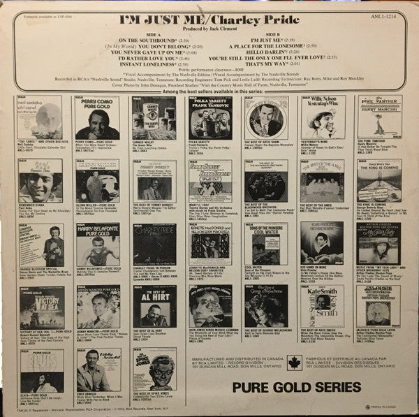 Charley Pride : I'm Just Me (LP, Album, RE)