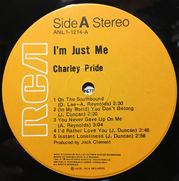 Charley Pride : I'm Just Me (LP, Album, RE)