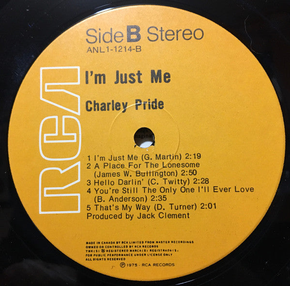 Charley Pride : I'm Just Me (LP, Album, RE)
