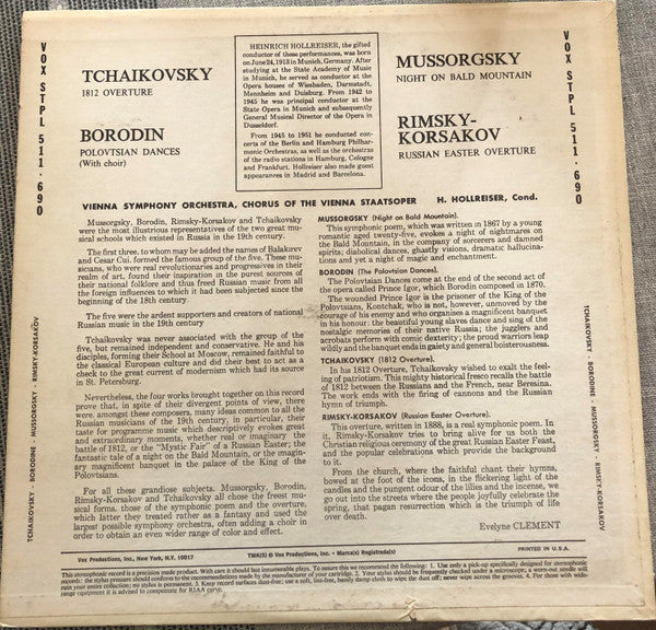 Tchaikovsky*, Borodine*, Moussorgsky*, Rimsky-Korsakov*, H. Hollreiser*, Wiener Symphoniker - Chor Der Weiner Staatsoper* : Tchaikovsky ∙ Borodine ∙ Moussorgsky ∙ Rimsky-Korsakov (LP, Comp)