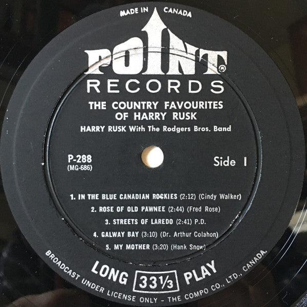 Harry Rusk , With The Rodgers Brothers Band : The Country Favourites Of Harry Rusk (LP, Album, Mono)
