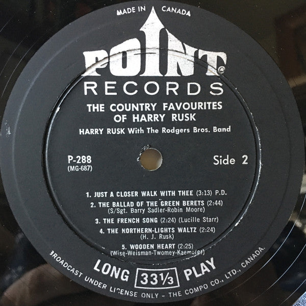 Harry Rusk , With The Rodgers Brothers Band : The Country Favourites Of Harry Rusk (LP, Album, Mono)