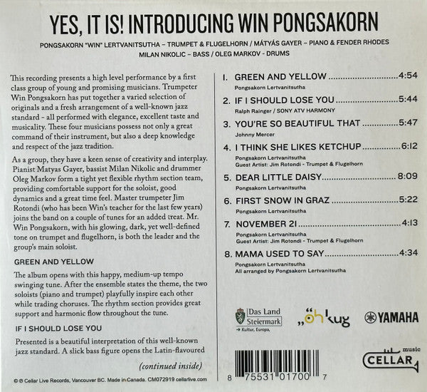 Win Pongsakorn* : Yes, It Is!: Introducing Win Pongsakorn (CD, Album)
