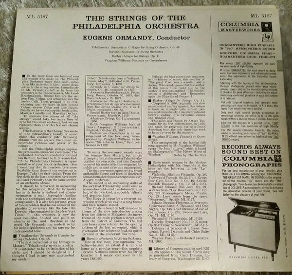 Eugene Ormandy, The Philadelphia Orchestra : The Strings Of The Philadelphia Orchestra (LP, Album, Mono)
