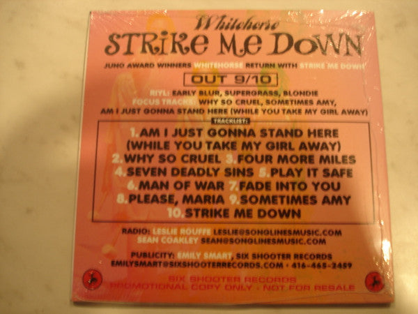 Whitehorse (3) : Strike Me Down (CD, Advance, Album, Promo)