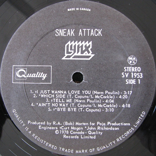 Lynx (17) : Sneak Attack (LP, Album)