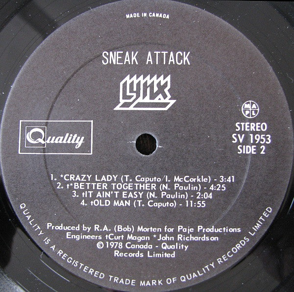 Lynx (17) : Sneak Attack (LP, Album)