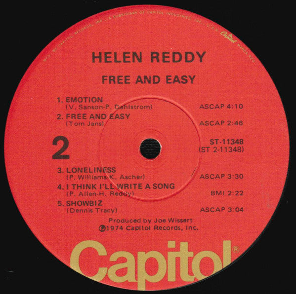 Helen Reddy : Free And Easy (LP, Album, Win)