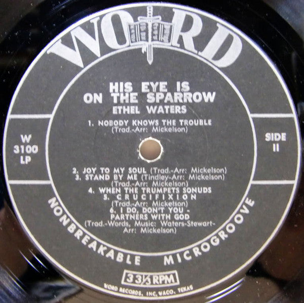 Ethel Waters : His Eye Is On The Sparrow (LP, Album, Mono)