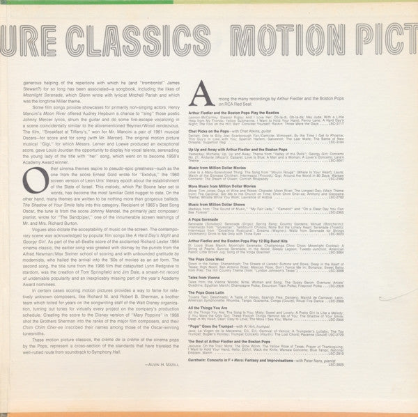 Arthur Fiedler / Boston Pops* : Motion Picture Classics (2xLP, Gat)