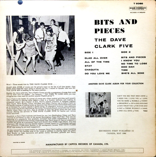 The Dave Clark Five : Bits And Pieces (LP, Album, Mono)
