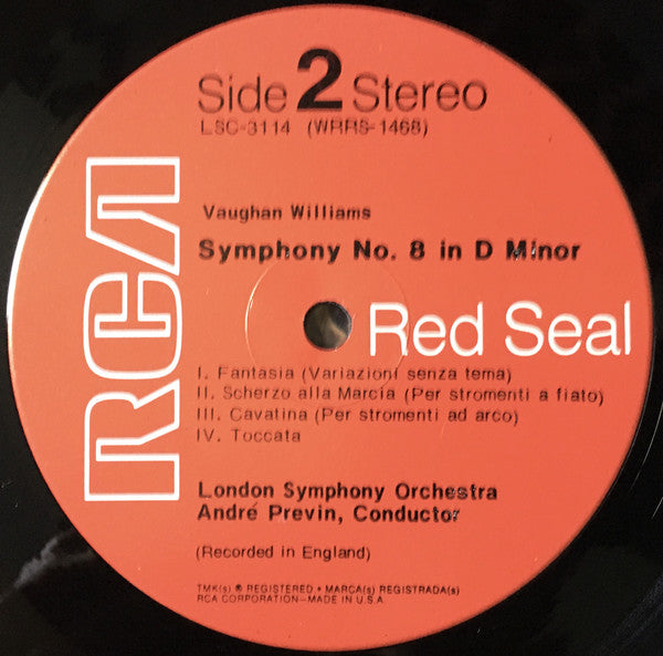 André Previn Conducts The Symphonies Of Vaughan Williams*, London Symphony Orchestra* : No 6 In E Minor / Symphony 8 In D Minor (LP, RE, Ind)