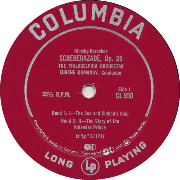 Rimsky-Korsakov* / The Philadelphia Orchestra, Eugene Ormandy : Scheherazade, Op. 35 (LP)