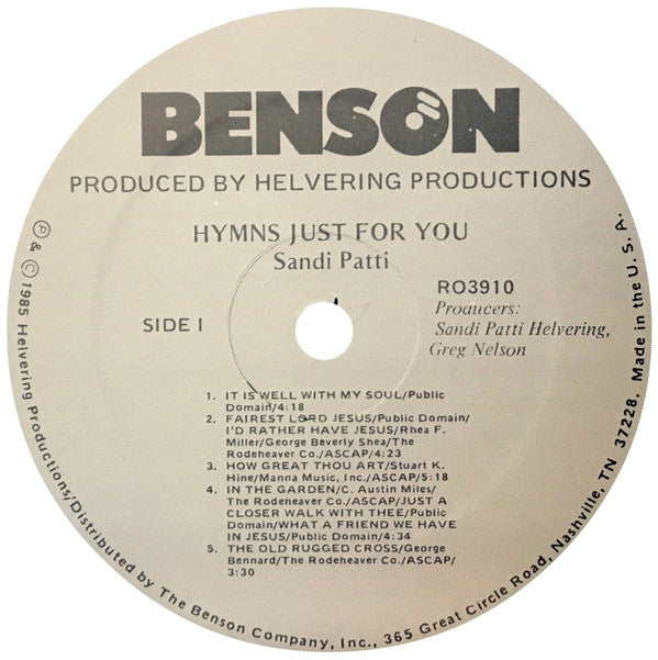 Sandi Patti* : Hymns Just For You (LP, Album)