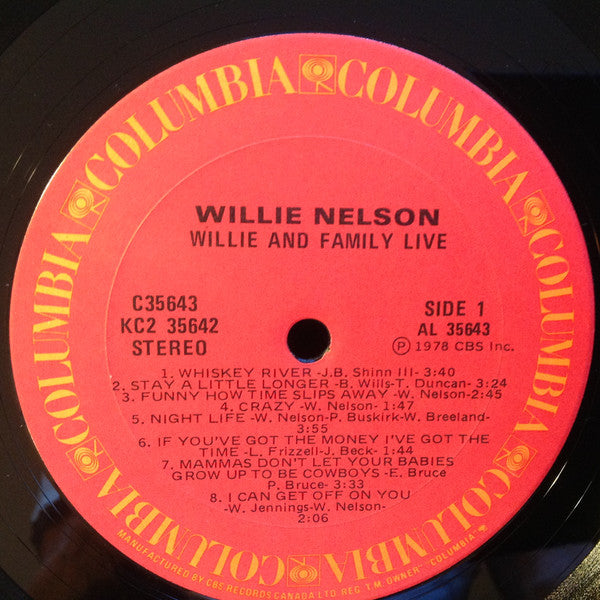 Willie Nelson : Willie And Family Live (2xLP, Album, Gat)