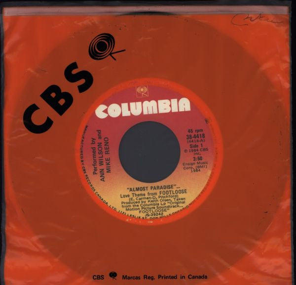 Ann Wilson And Mike Reno : Almost Paradise... (Love Theme From Footloose) (7", Single)