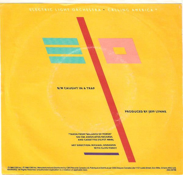 Electric Light Orchestra : Calling America (7", Single, Pic)