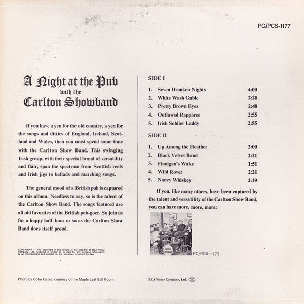The Carlton Showband : A Night At The Pub With The Carlton Showband (LP, Album)