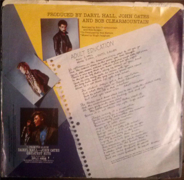 Daryl Hall-John Oates* : Adult Education (7")