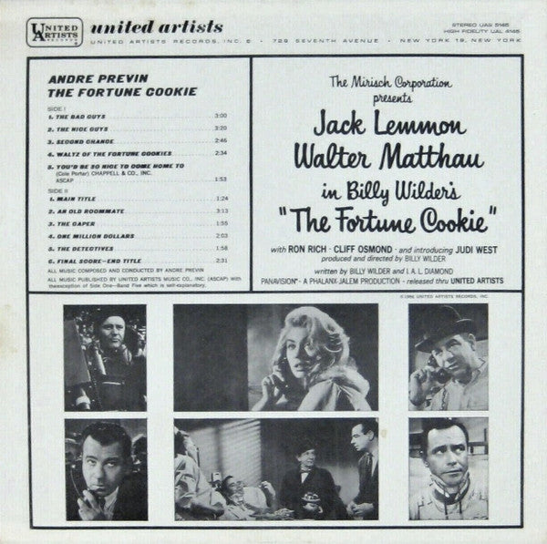 André Previn : The Fortune Cookie: Original Motion Picture Sound Track (LP, Album, Mono)