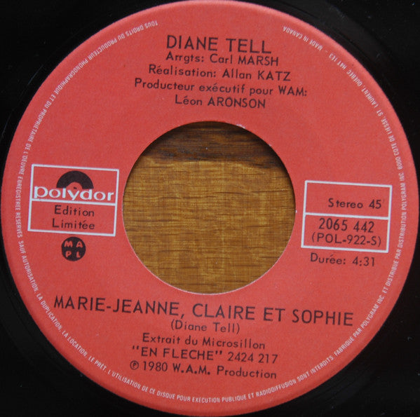 Diane Tell : Si J'Étais Un Homme (7", Single, Ltd)
