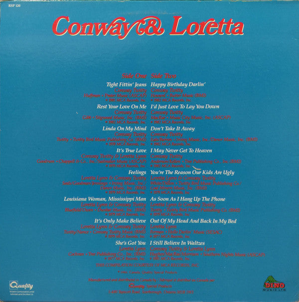 Conway Twitty & Loretta Lynn : Conway & Loretta (LP, Comp)