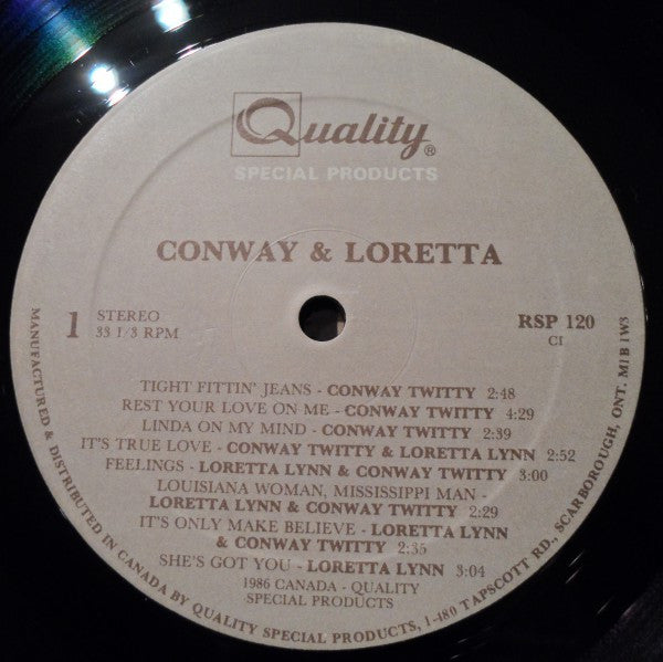 Conway Twitty & Loretta Lynn : Conway & Loretta (LP, Comp)