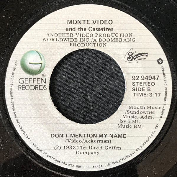 Monte Vidéo & The Cassettes* : Shoop Shoop Diddy Wop Cumma Cumma Wang Dang (7", Single)