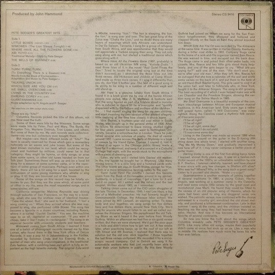 Pete Seeger : Pete Seeger's Greatest Hits (LP, Comp)