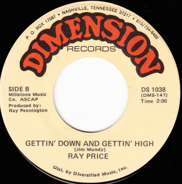 Ray Price : Somewhere In Texas / Getting' Down And Getting' High (7", Single)