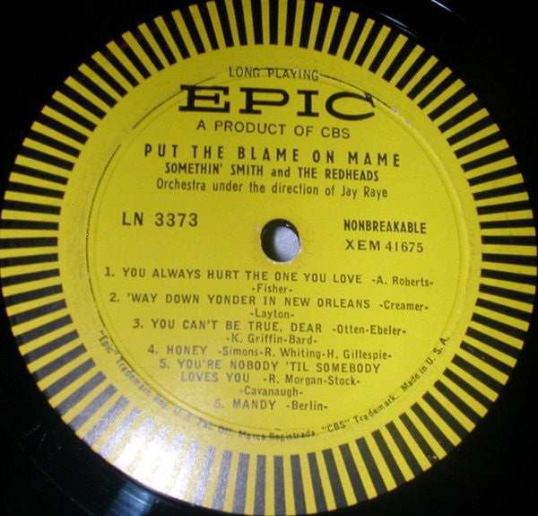 Somethin' Smith & The Redheads : Put The Blame On Mame (LP, Album)