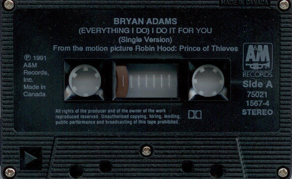 Bryan Adams : (Everything I Do) I Do It For You (Cass, Single, Dol)