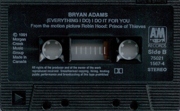 Bryan Adams : (Everything I Do) I Do It For You (Cass, Single, Dol)