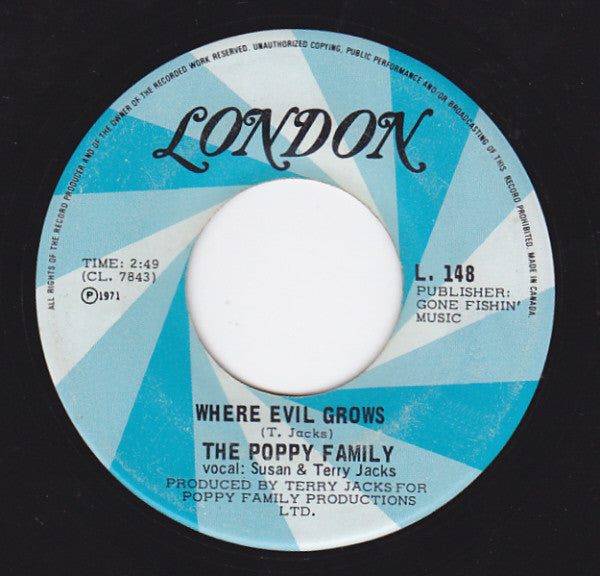 The Poppy Family : I Was Wondering / Where Evil Grows (7", Single)