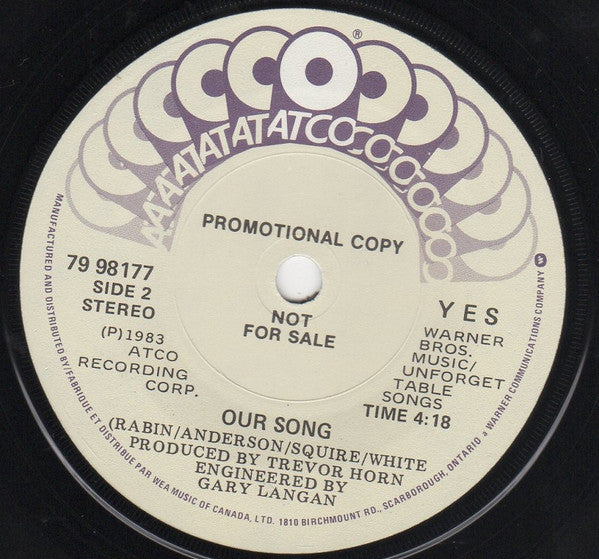 Yes : Owner Of A Lonely Heart (7", Single, Promo)
