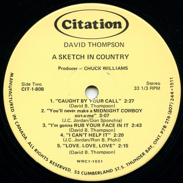 David Thompson (16) : A Sketch in Country (LP, Album)