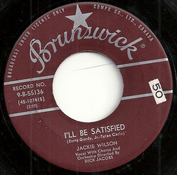 Jackie Wilson : I'll Be Satisfied (7", Single)