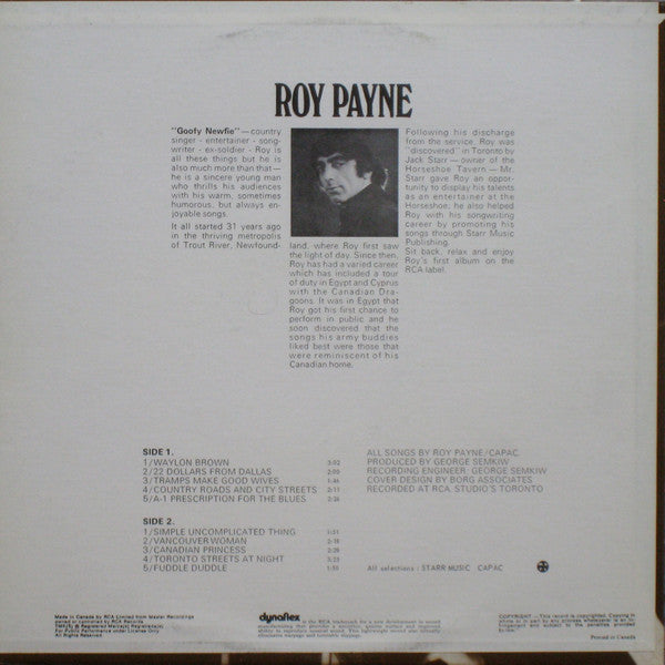 Roy Payne (2) : Roy Payne's Country (LP, Album)