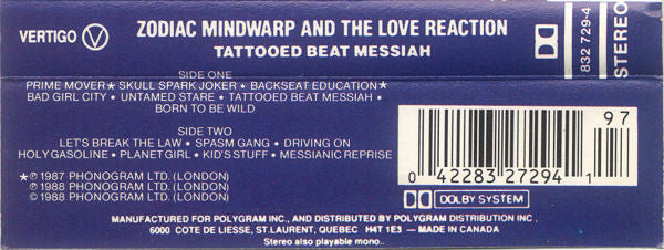 Zodiac Mindwarp And The Love Reaction : Tattooed Beat Messiah (Cass, Album, Dol)