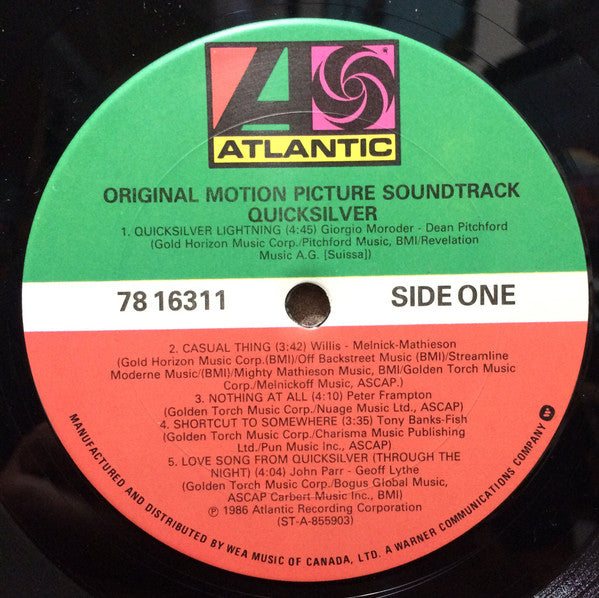 Various : Quicksilver (Original Motion Picture Soundtrack) (LP, Album)