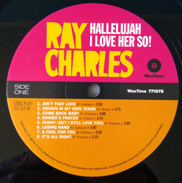 vandring temperament Børnecenter Buy Ray Charles : Hallelujah I Love Her So! (LP, Album, Ltd, RE, RM, 180)  Online for a great price