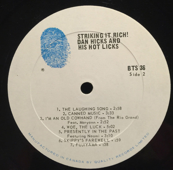 Dan Hicks & His Hot Licks* : Striking It Rich! (LP, Album)