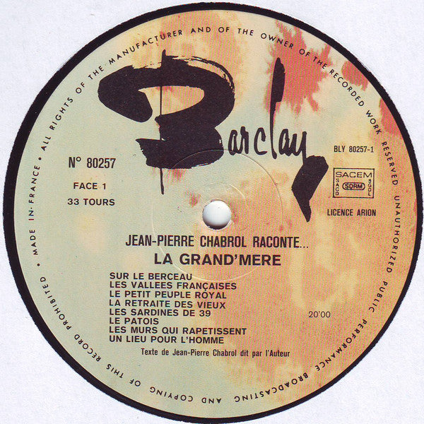 Jean-Pierre Chabrol : Raconte... (LP, RE)